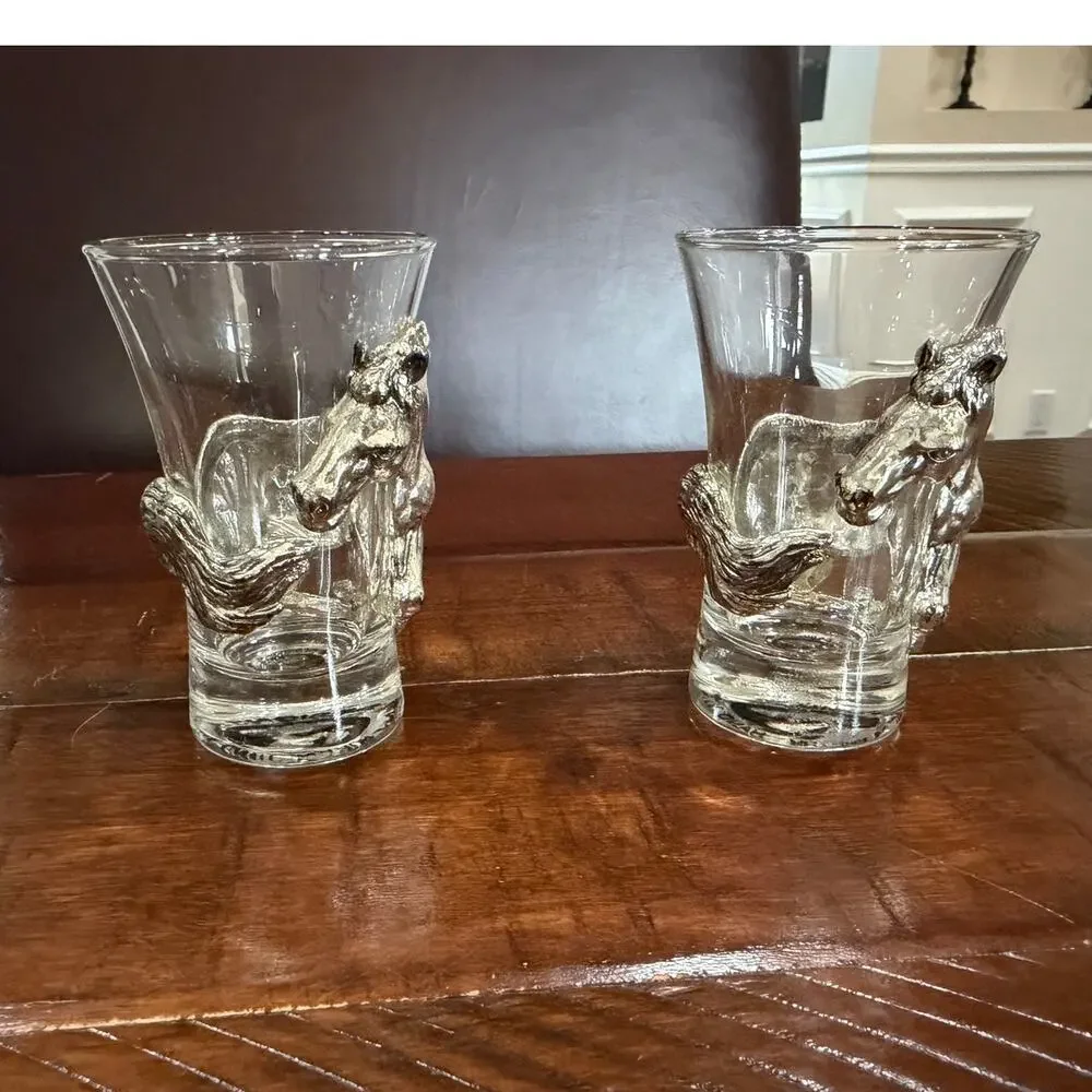 Arthur Court set of 2 horse shot glasses